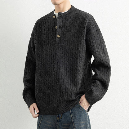 Men's sweater with button details and textured surface Skorter