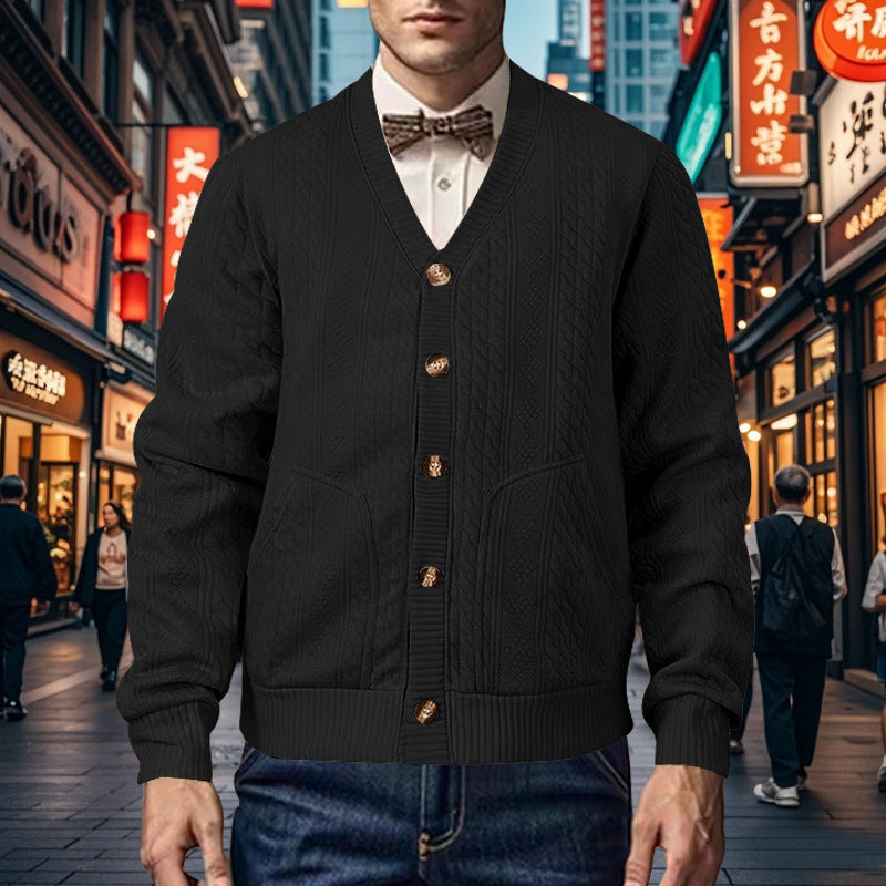 Men's cardigan with modern honeycomb pattern and practical pockets Skorter