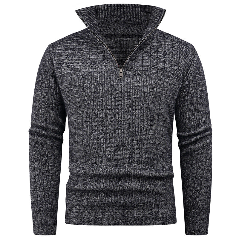 Men's turtleneck sweater with high-quality ribbed structure and modern zipper Skorter
