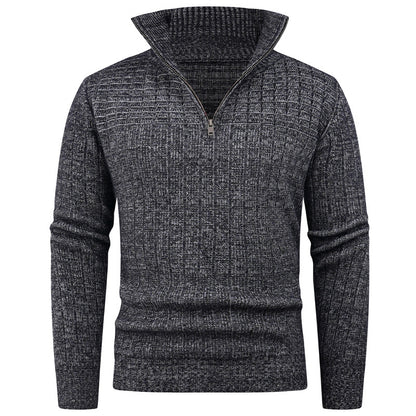 Men's turtleneck sweater with high-quality ribbed structure and modern zipper Skorter