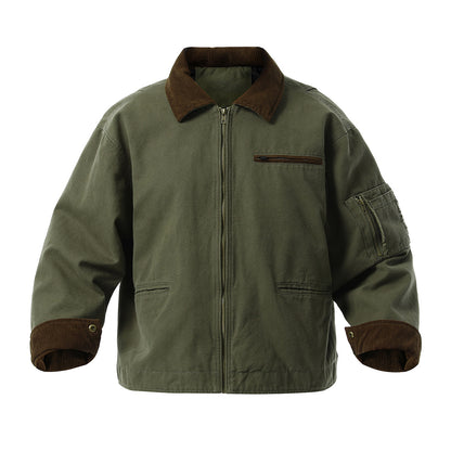 Men's urban transitional jacket with textured stand-up collar and numerous practical pockets Skorter