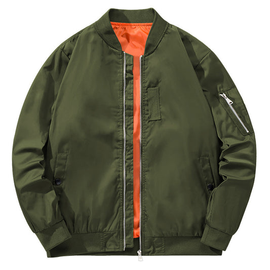Men's Bomber Jacket with Side Zip Pockets and Elastic Cuffs Skorter