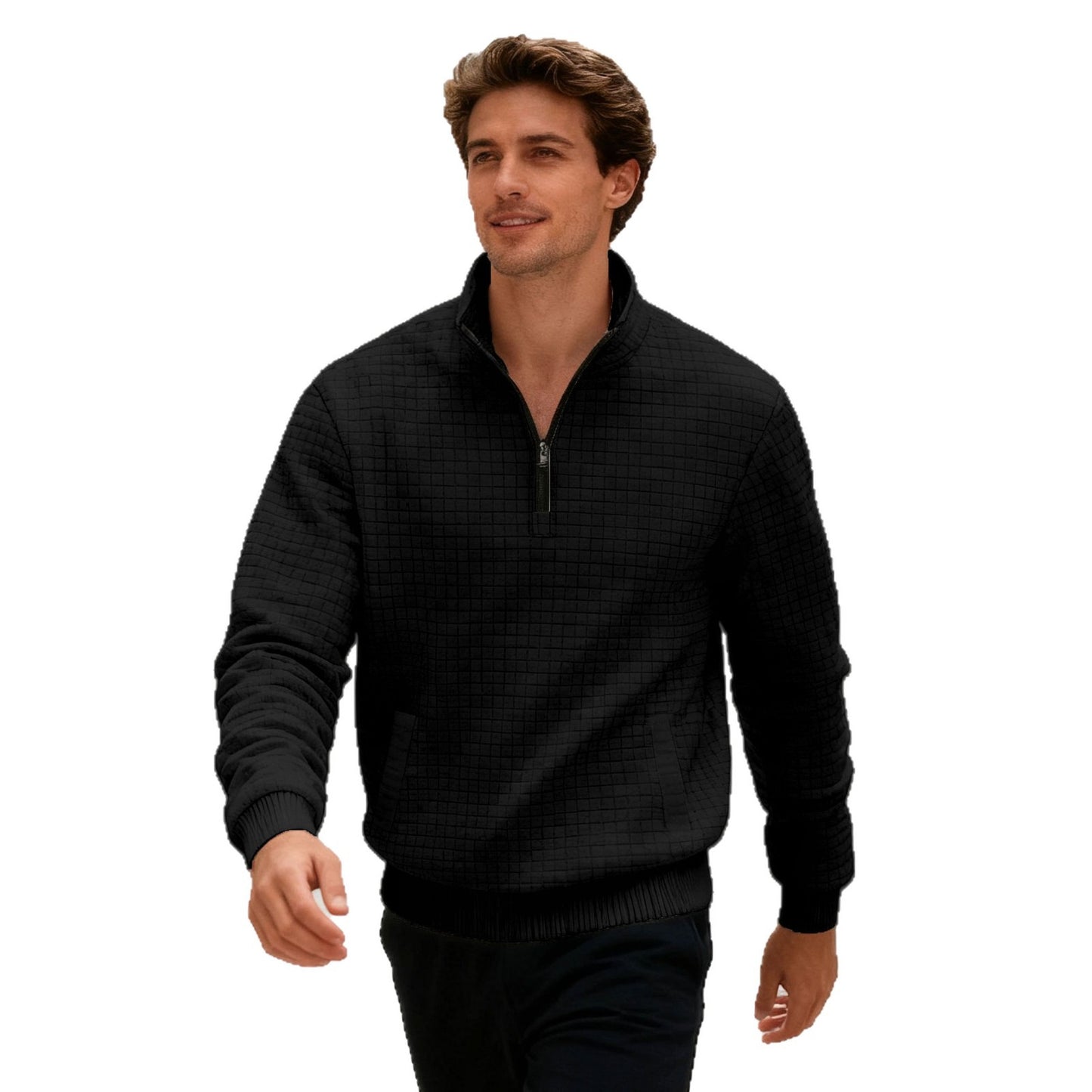 Men's sporty sweater with half-high closed collar Skorter
