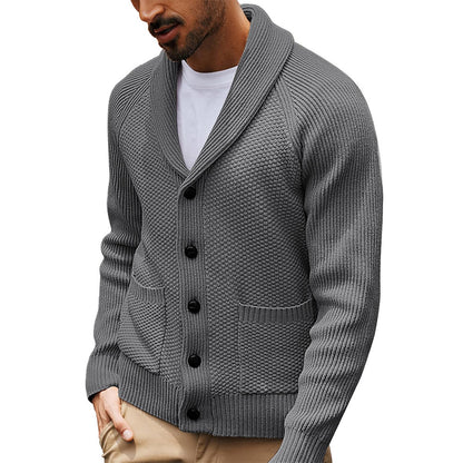 Men's cardigan with textured design and practical shawl collar Skorter