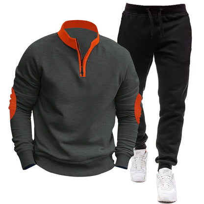 Men's sporty hoodie and jogging suit set with contrasting sleeve accents Skorter
