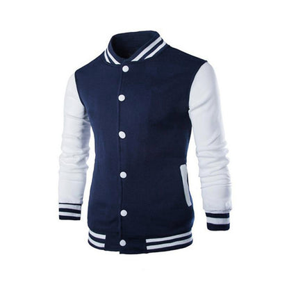 Men's sporty college jacket with contrasting sleeves and snap buttons Skorter