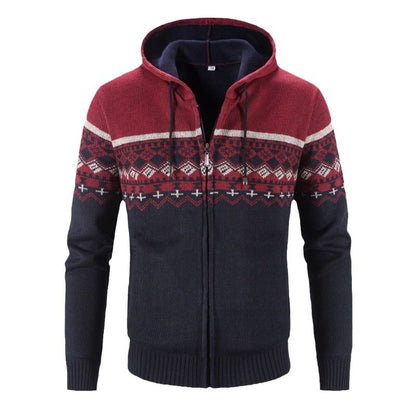 Men's cardigan with modern Norwegian pattern and high collar Skorter