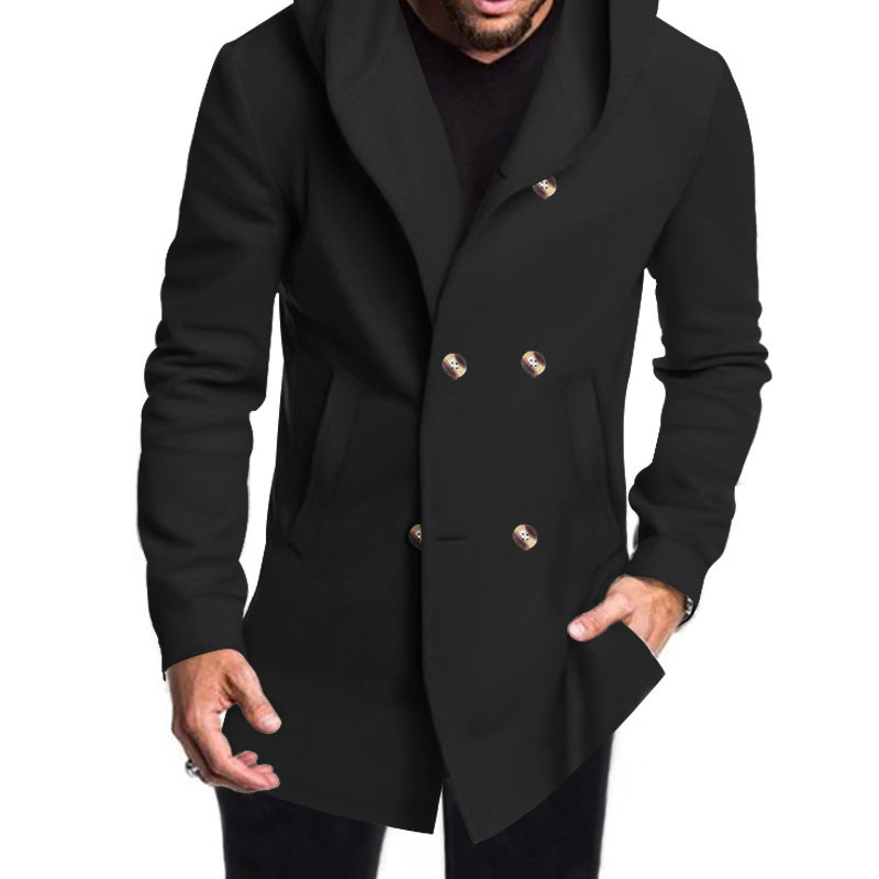 Men's Stylish Double-Breasted Jacket with Hood Skorter