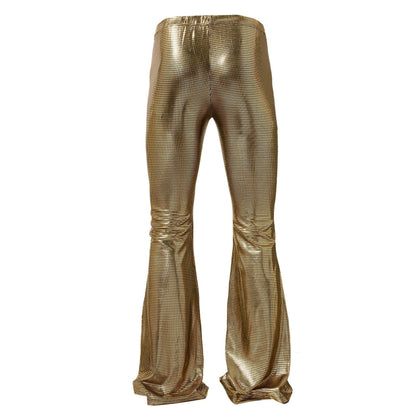Men's shiny party pants with wide leg and mesh design Skorter