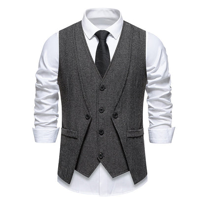 Men's suit vest in elegant herringbone design with practical pockets Skorter