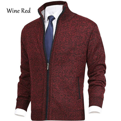 Men's stylish cardigan with high collar and elegant contrast details Skorter