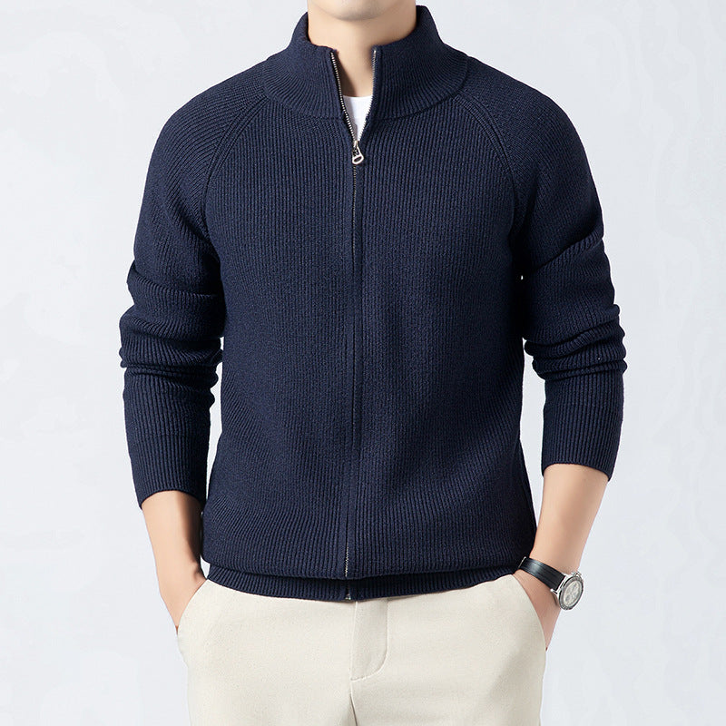 Men's Cardigan with High Collar and Full Zip Skorter