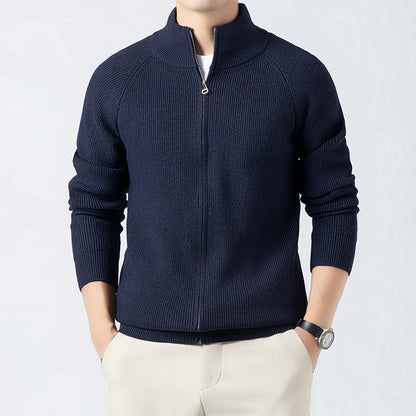 Men's Cardigan with High Collar and Full Zip Skorter