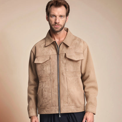 Men's fashion suede jacket with practical pockets Skorter