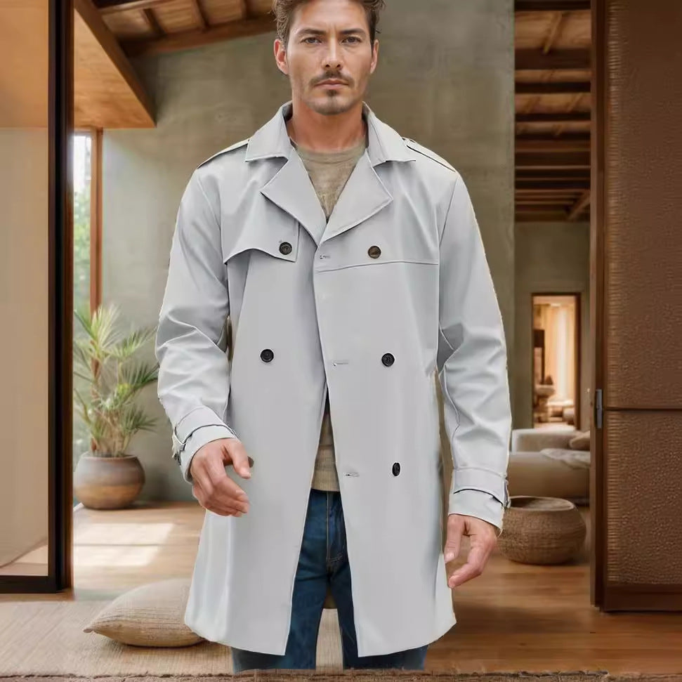 Men's stylish trench coat with practical side pockets and removable inner lining Skorter