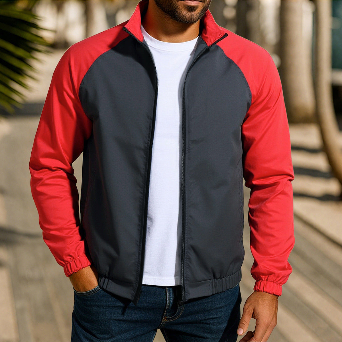 Men's sporty transitional jacket made of tear-resistant material and elastic cuffs Skorter