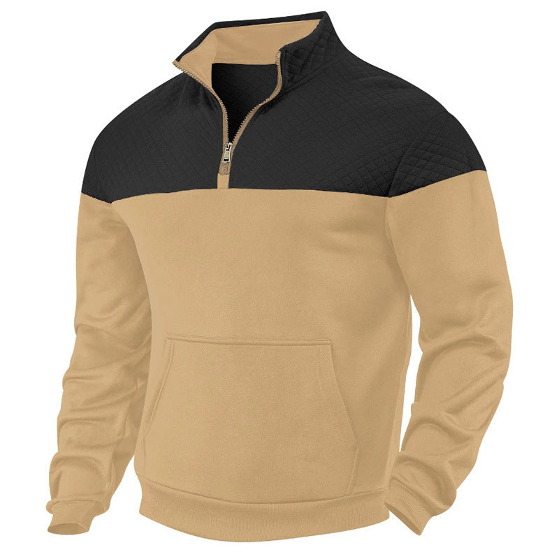 Men's sporty stand-up collar pullover with zipper and textured upper material Skorter