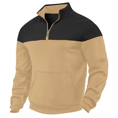 Men's sporty stand-up collar pullover with zipper and textured upper material Skorter