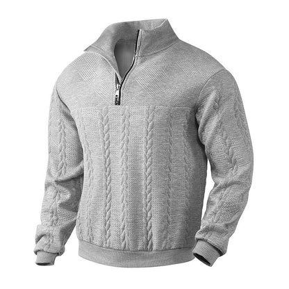 Men's knitted pullover with modern stand-up collar and practical zipper Skorter