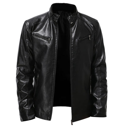 Men's stylish synthetic leather motorcycle jacket in biker style Skorter