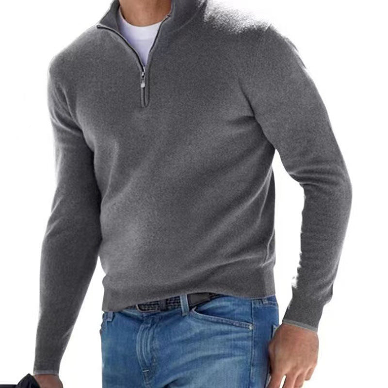 Men's elegant pullover with high collar and fine ribbed design Skorter