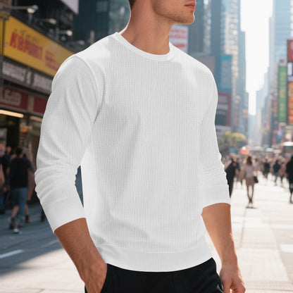 Men's stylish textured sweatshirt with round neck and elastic cuffs Skorter