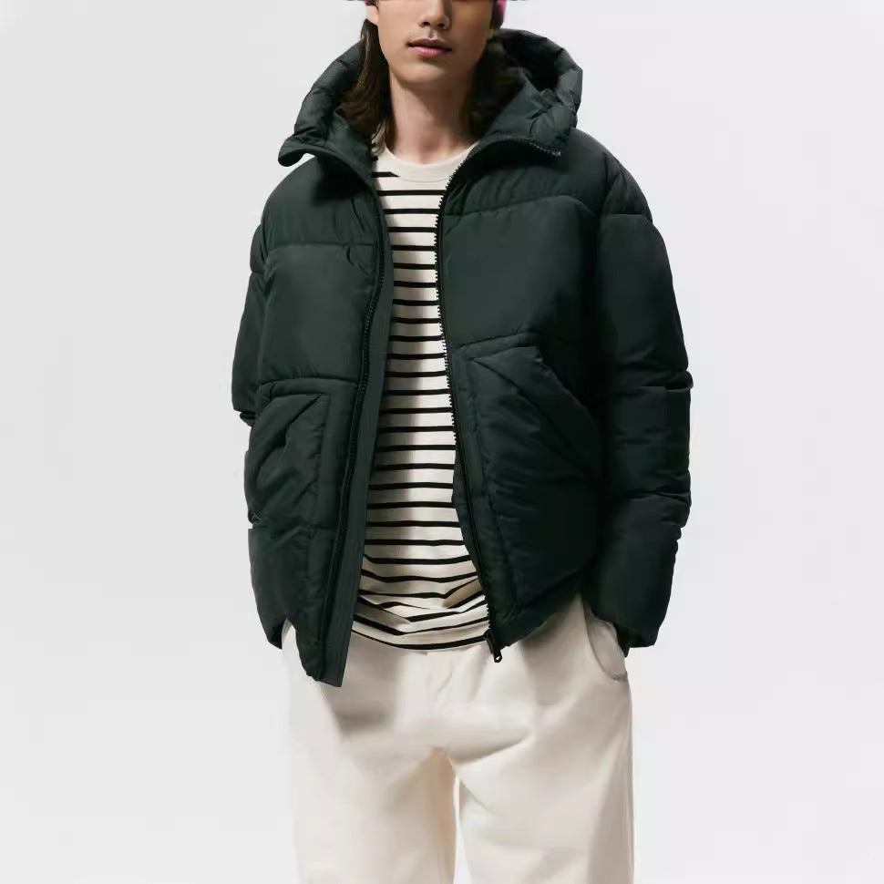 Men's quilted winter jacket with hood and generous pockets Skorter