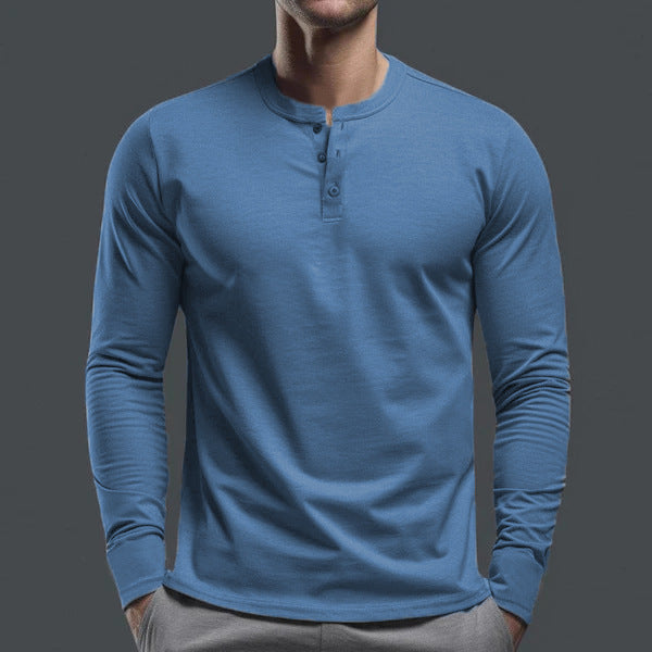 Men's Long Sleeve Shirt with Button Placket made of Comfortable Cotton Blend Skorter