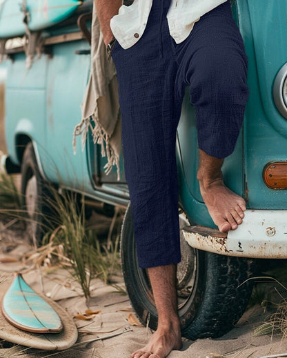 Men's Chino Pants with Casual Cut and Elastic Waistband Skorter