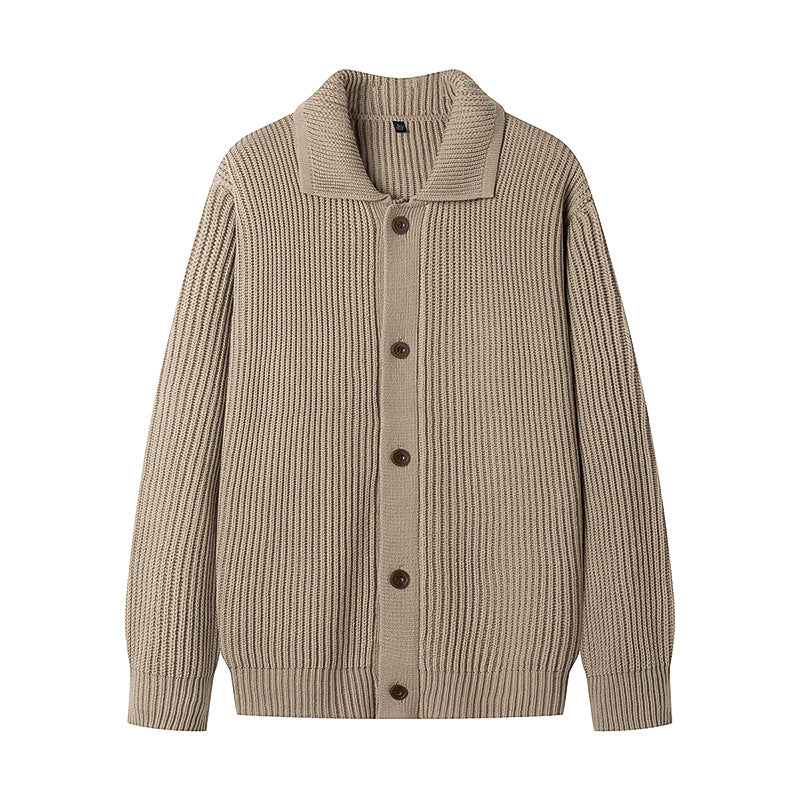 Men's Cardigan with Comfortable Button Placket and Modern Rib Design Skorter