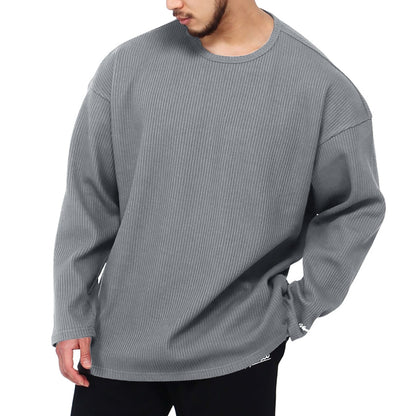 Men's long sleeve shirt with textured rib pattern and modern fit Skorter