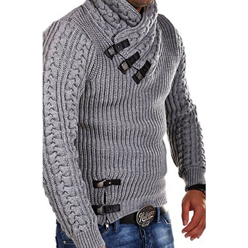 Men's stylish knitted sweater with asymmetric collar Skorter