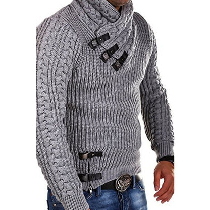 Men's stylish knitted sweater with asymmetric collar Skorter
