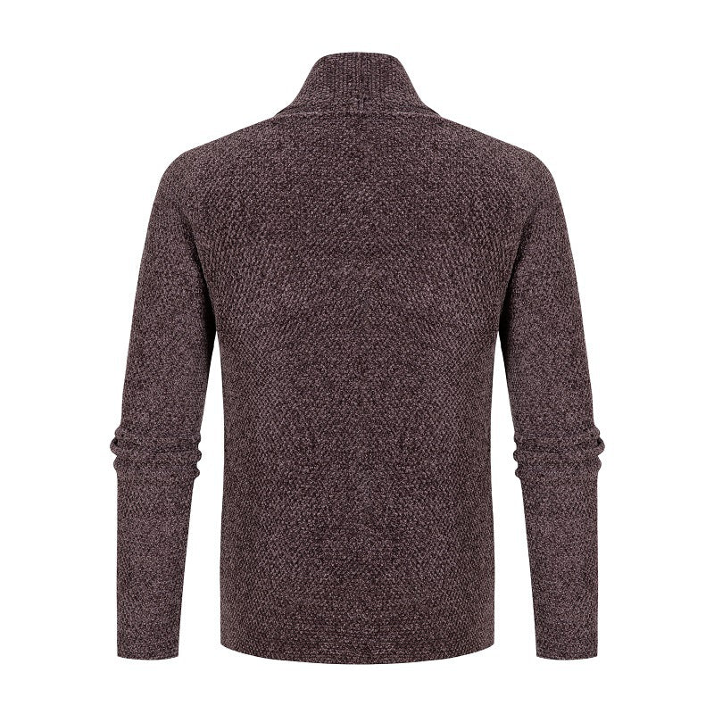 Men's cardigan with modern shawl collar and fine textured pattern Skorter