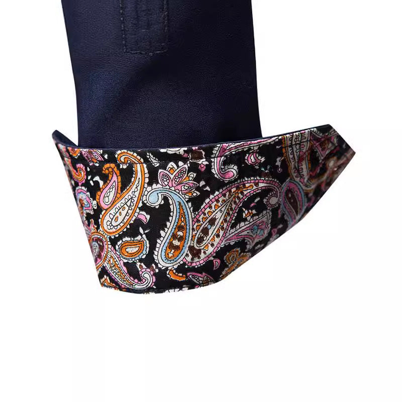 Men's long-sleeve shirt with modern paisley pattern and exclusive details Skorter