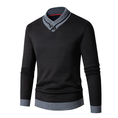 Men's sweater with modern shawl collar and button details Skorter