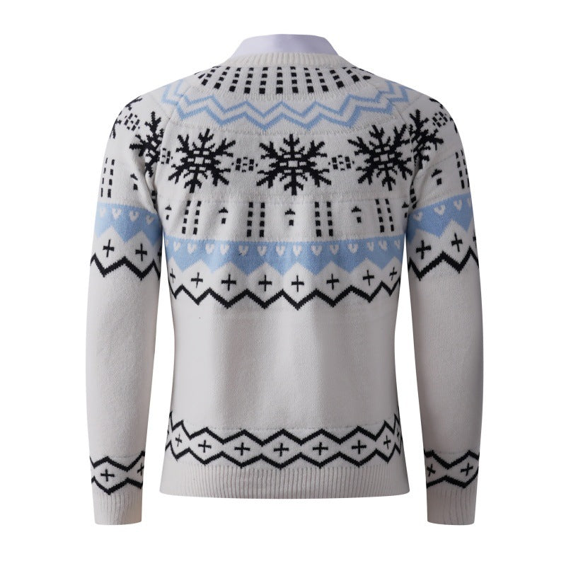 Men's stylish knit sweater with creative snow pattern Skorter
