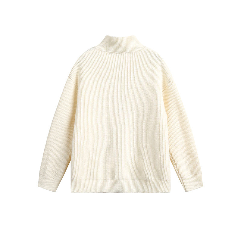 Men's chunky knit jacket with high collar and full zip Skorter