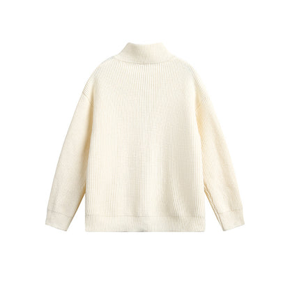 Men's chunky knit jacket with high collar and full zip Skorter