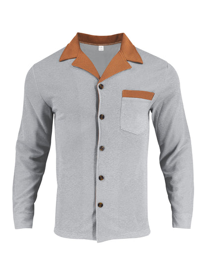 Men's stylish long-sleeve shirt with textured design and practical chest pocket Skorter