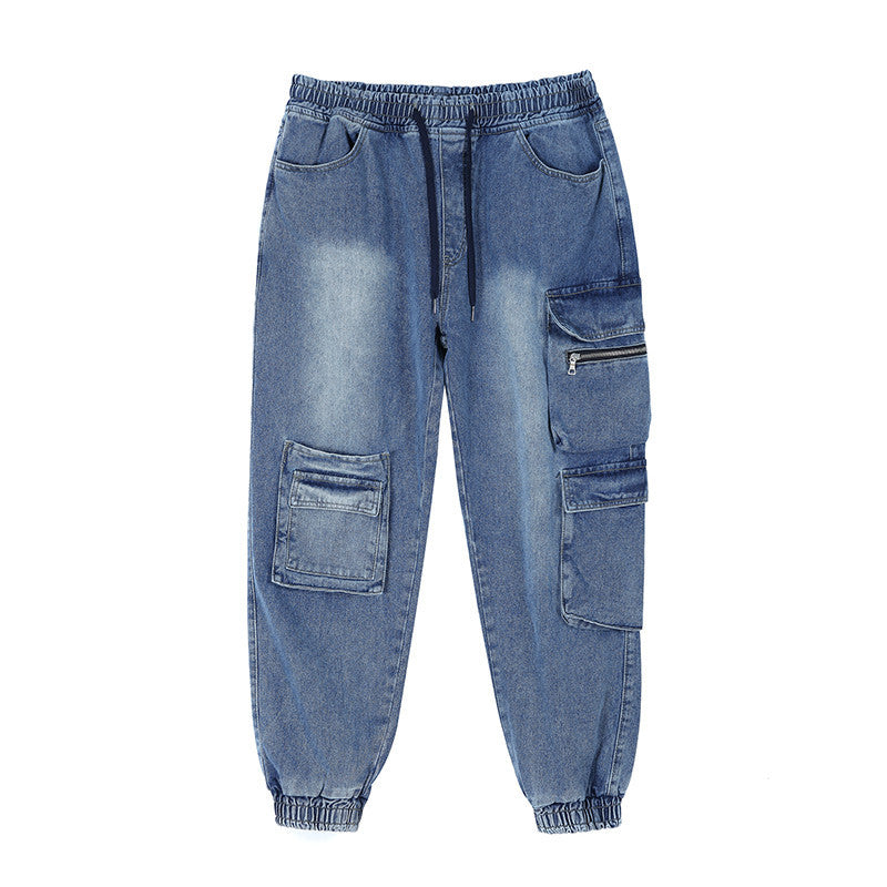 Herr cargojeans med multifunktionella fickor Skorter