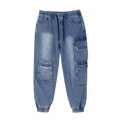 Herr cargojeans med multifunktionella fickor Skorter