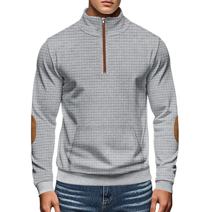 Men's sporty sweater with half zipper and structured surface Skorter