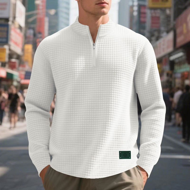 Men's sweater with textured design and high-collar Skorter