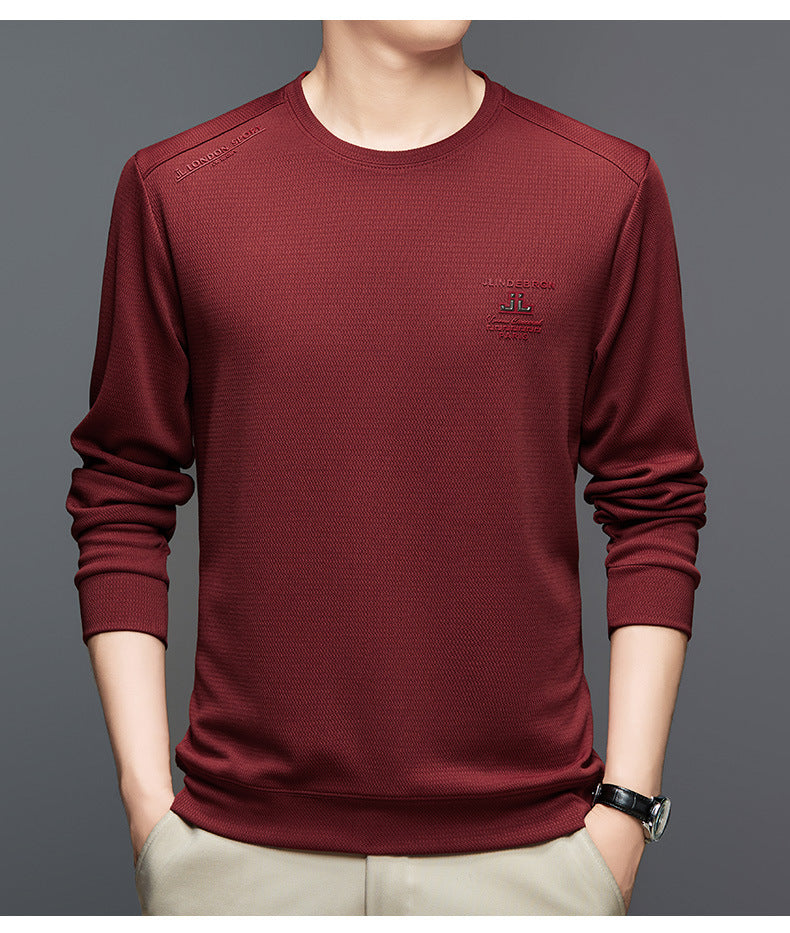 Herrtröja med lång ärm och texturerad design, sportig skorter