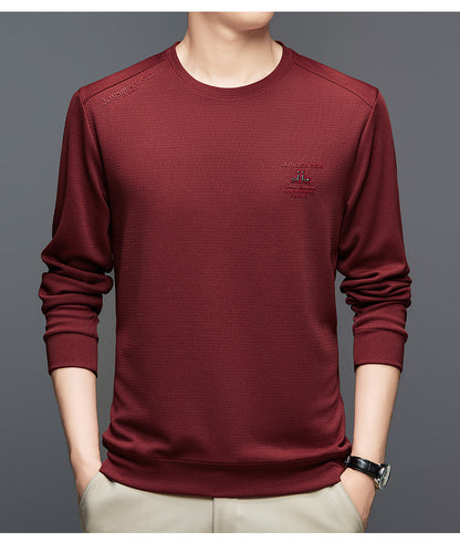 Herrtröja med lång ärm och texturerad design, sportig skorter