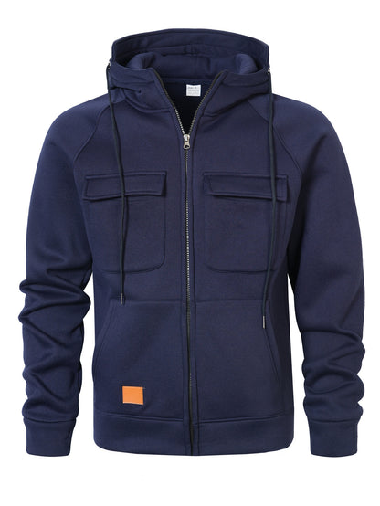 Men's Stylish Hooded Jacket with Practical Pockets and Zipper Skorter