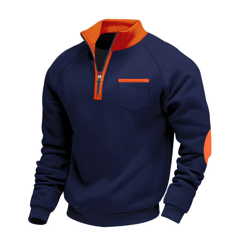 Men's sporty sweater with half zipper and modern contrast details Skorter