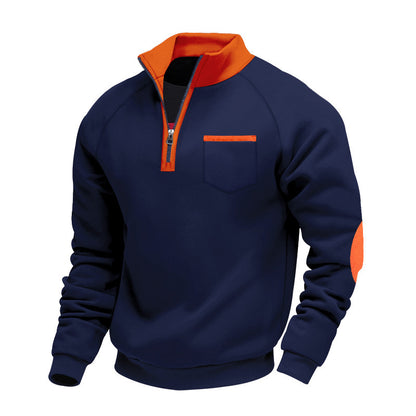 Men's sporty sweater with half zipper and modern contrast details Skorter