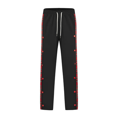 Men's Sporty Jogging Pants with Snap Button Design and Elastic Waistband Skorter